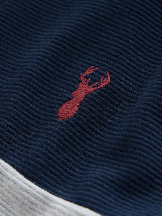 Navy Blue/Ecru Textured Colourblock Polo Shirt (3-16yrs)