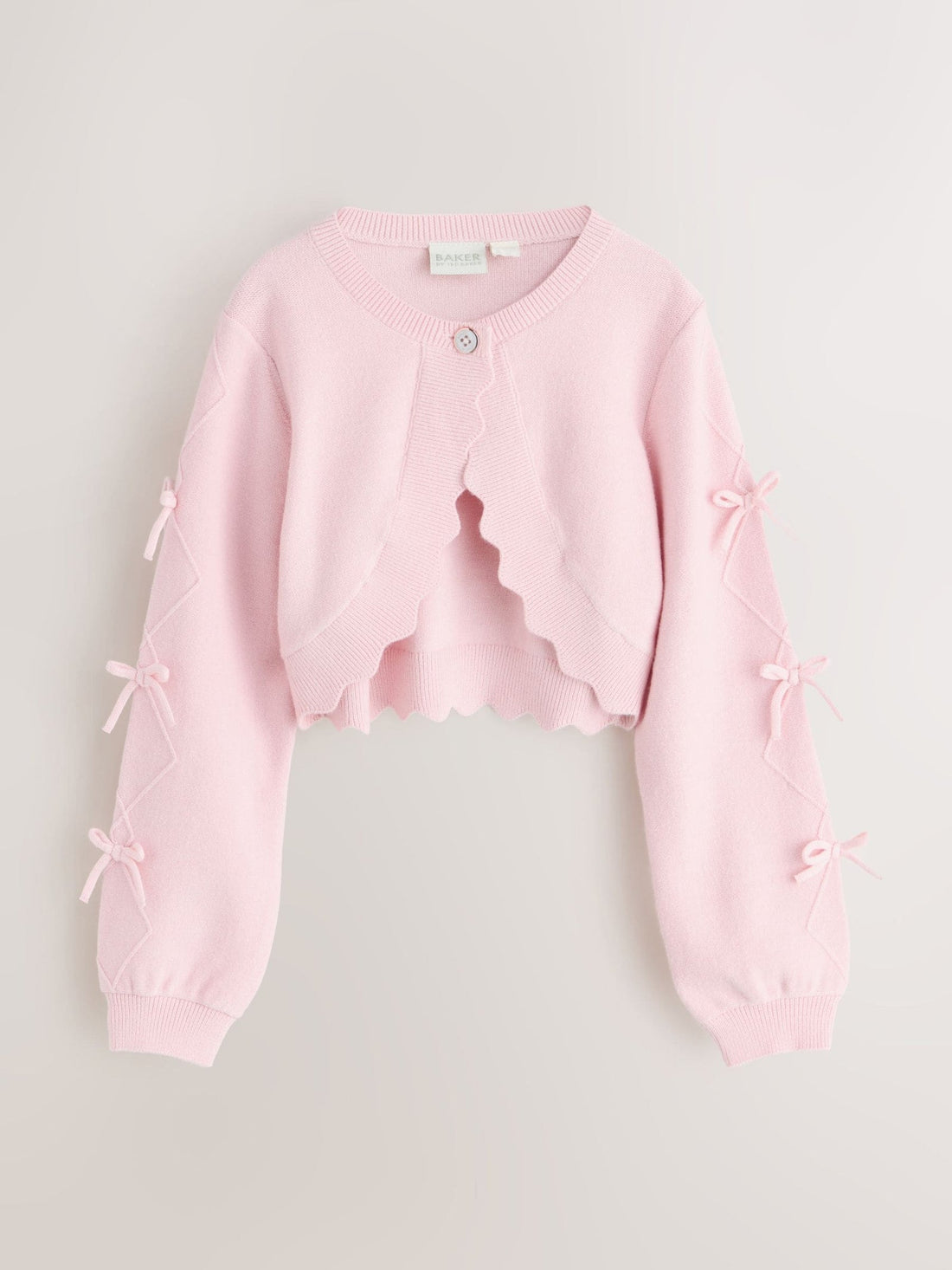 Baker by Ted Baker Bow Sleeve Scallop Edge Cardigan