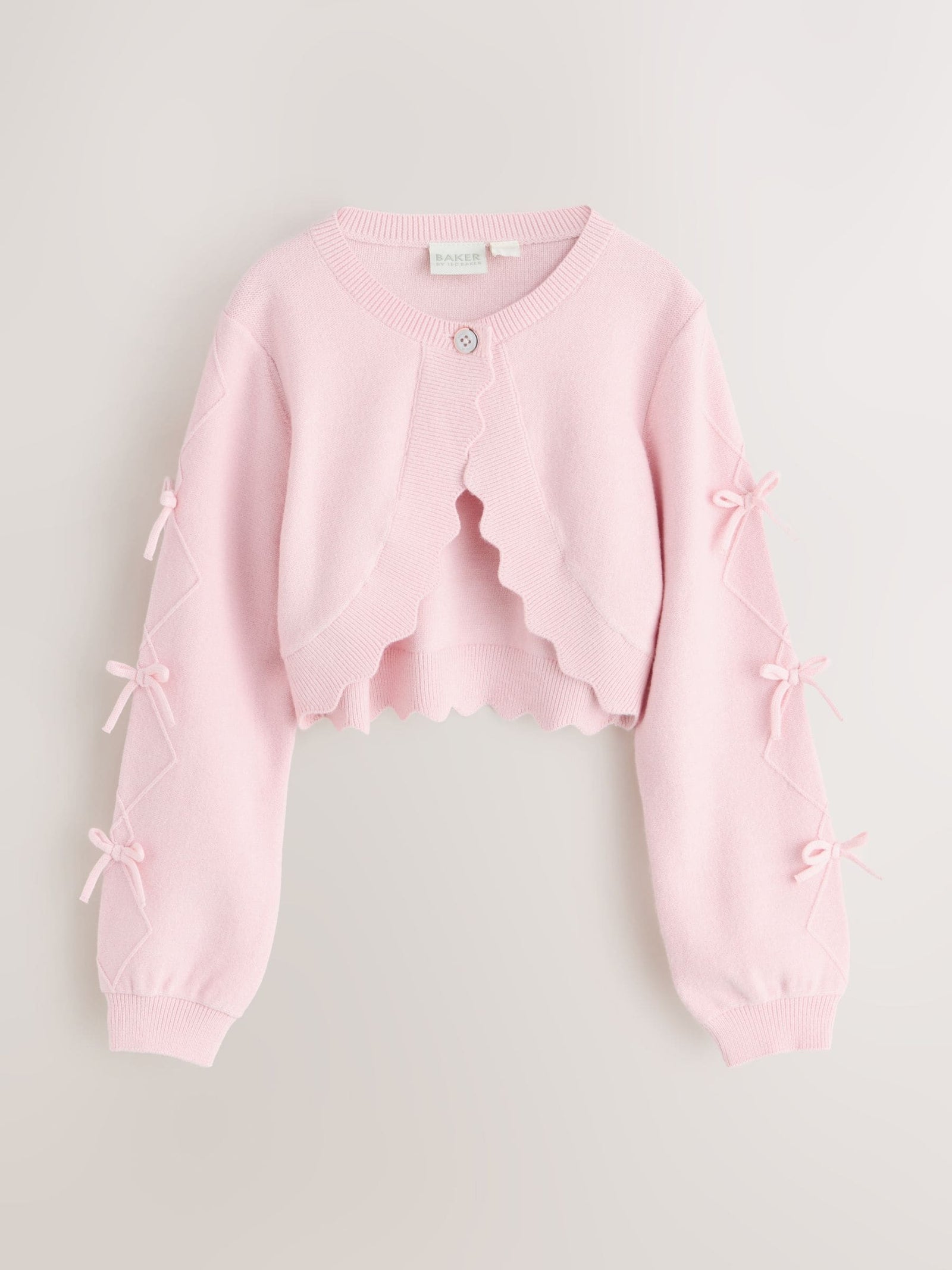 Baker by Ted Baker Bow Sleeve Scallop Edge Cardigan