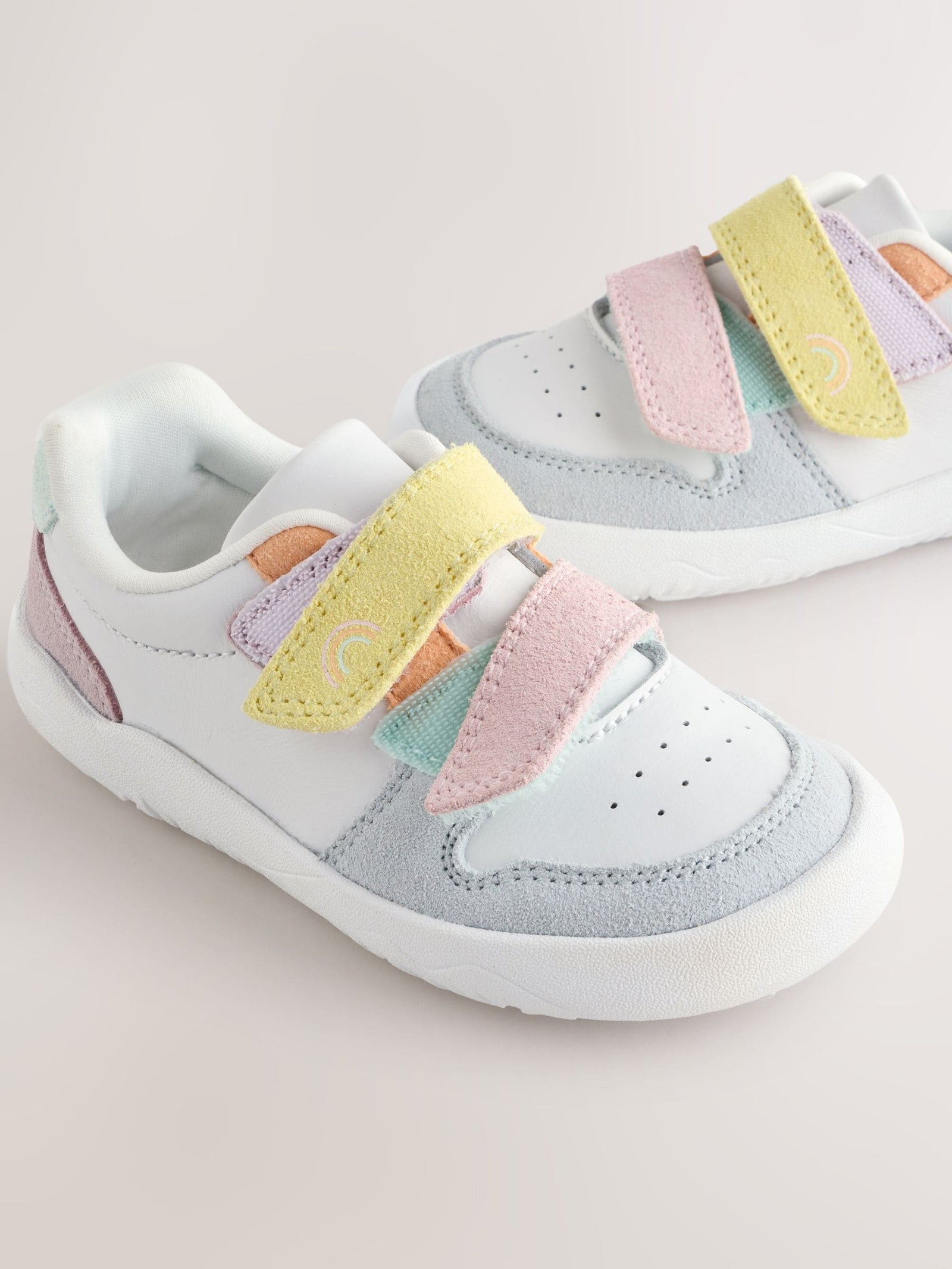 Multi Pastel Barefoot Leather Touch Fastening Trainers