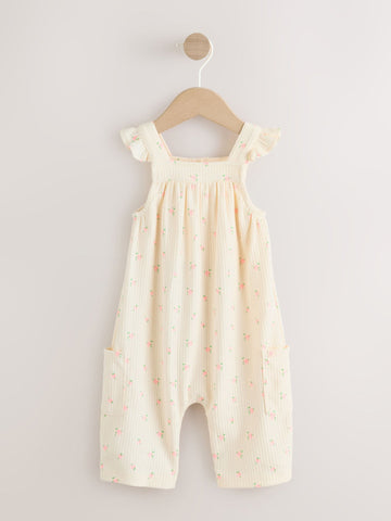 White Floral Baby Long Leg Jersey Romper (0mths-3yrs)