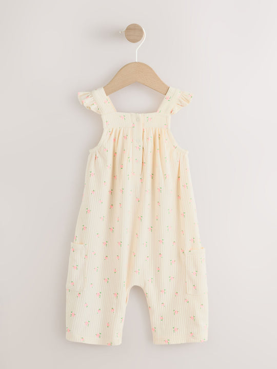 White Floral Baby Long Leg Jersey Romper (0mths-3yrs)