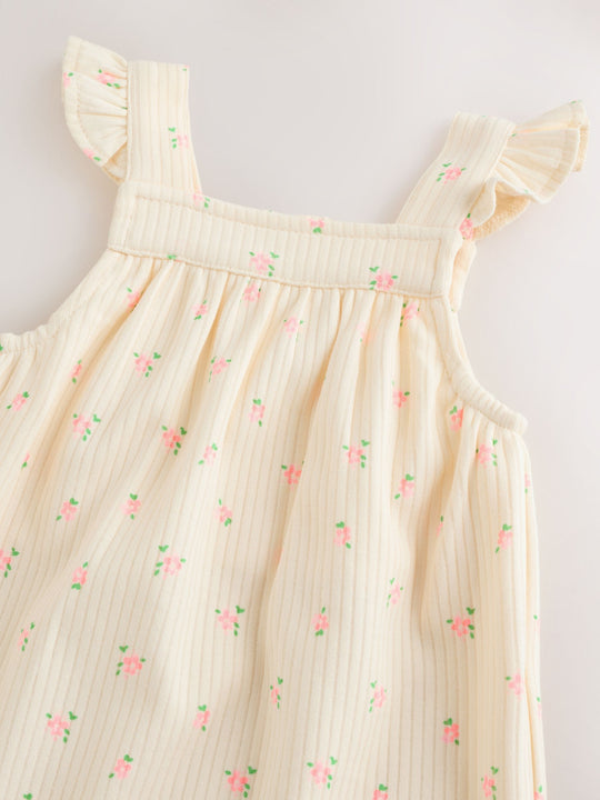 White Floral Baby Long Leg Jersey Romper (0mths-3yrs)