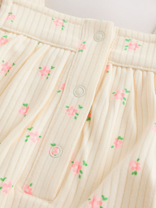 White Floral Baby Long Leg Jersey Romper (0mths-3yrs)