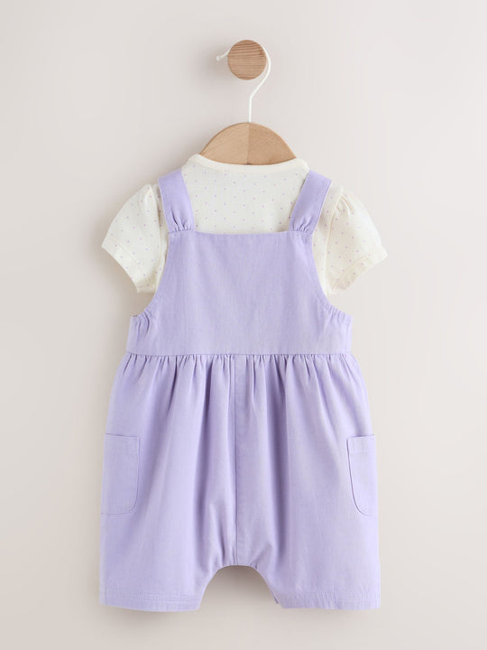 Purple Character Baby Dungarees and Bodysuits Set 2 Piece (0mths-2yrs)