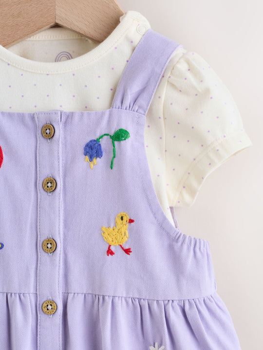 Purple Character Baby Dungarees and Bodysuits Set 2 Piece (0mths-2yrs)