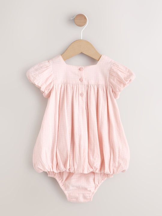 Pink Floral Embroidered Smock Baby Dress And Knicker Set 2 Piece (0mths-2yrs)