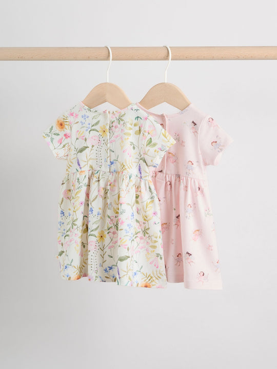 Pink Fairy Baby Short Sleeve Dresse 2 Pack (0mths-3yrs)