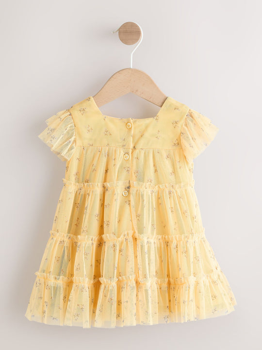 Yellow Ditsy Baby Mesh Dress (0mths-2yrs)