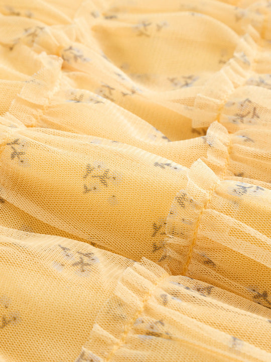 Yellow Ditsy Baby Mesh Dress (0mths-2yrs)
