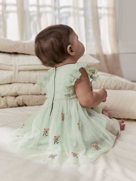 Sage Green Baby Mesh Dress (0mths-2yrs)
