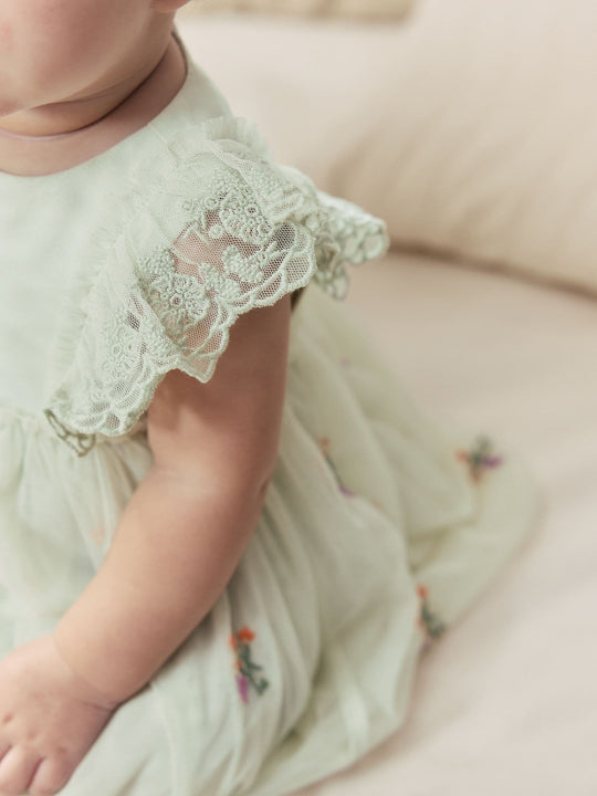 Sage Green Baby Mesh Dress (0mths-2yrs)