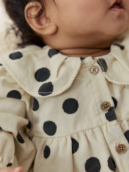 Cream/Charcoal Polka Dot Baby Bloomer Rompers Set 2 Piece with Tights (0mths-3yrs)