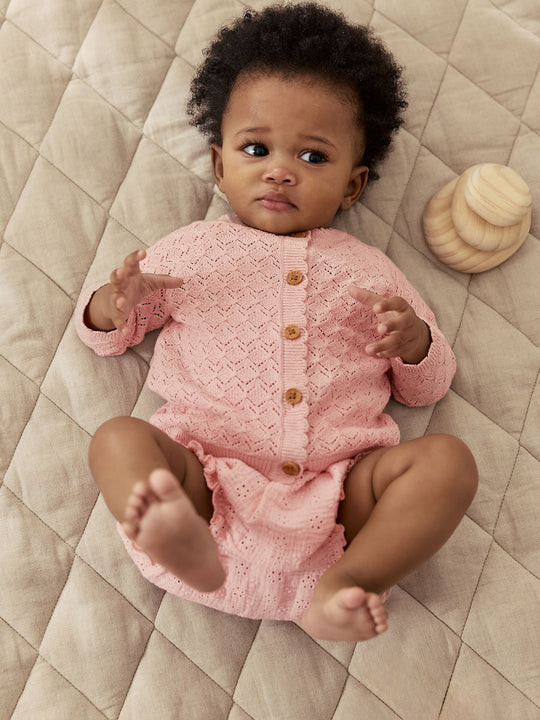 Pink knitted baby cardigan and knickers 2 Piece Set (0mths-2yrs)