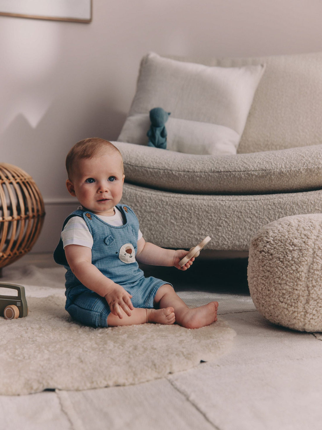 Blue Bear Woven Dungarees and Bodysuit Baby Set (0mths-2yrs)