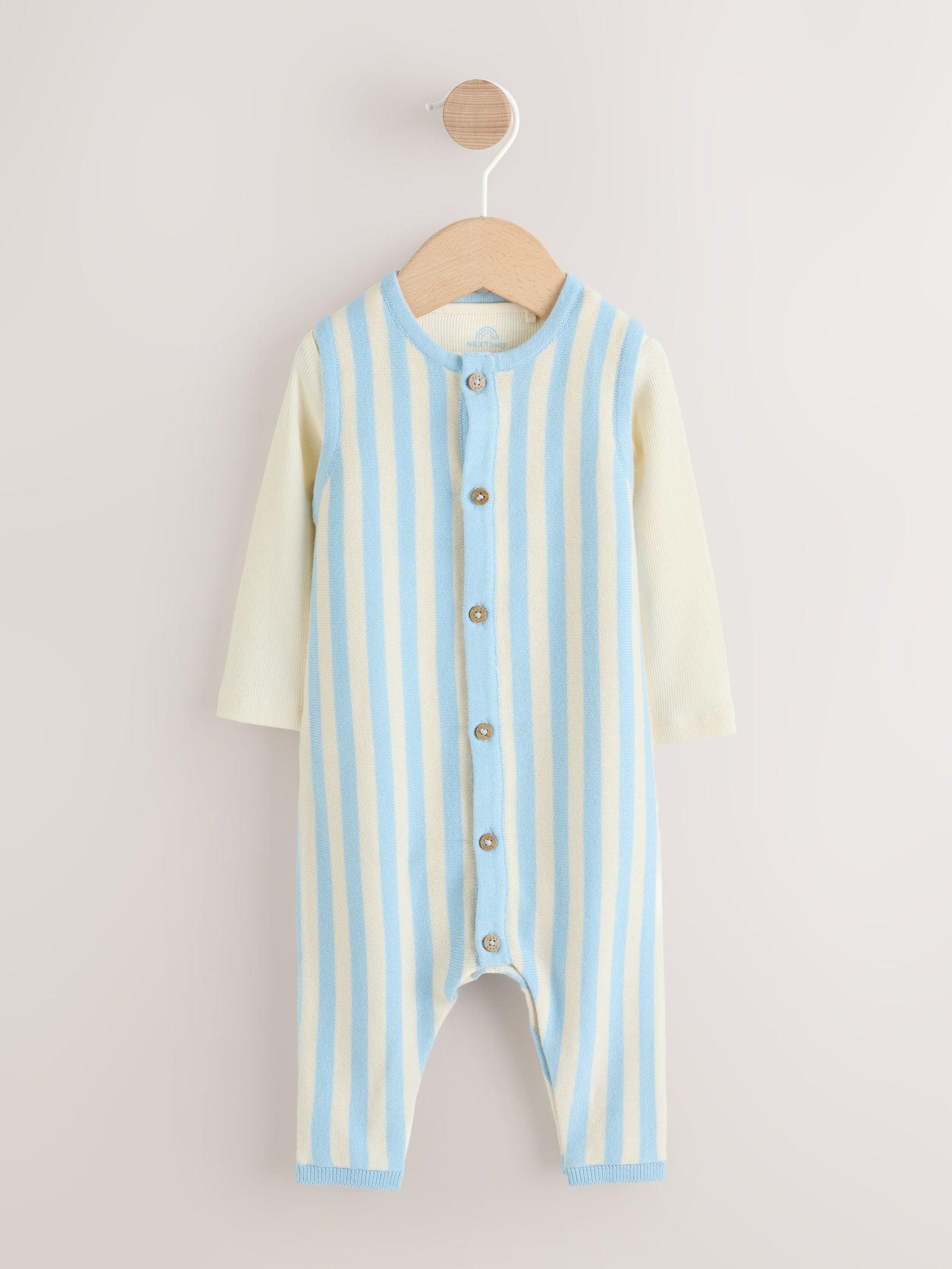 Blue Stripe Baby Knitted Dunagrees and Bodysuit Set (0mths-2yrs)