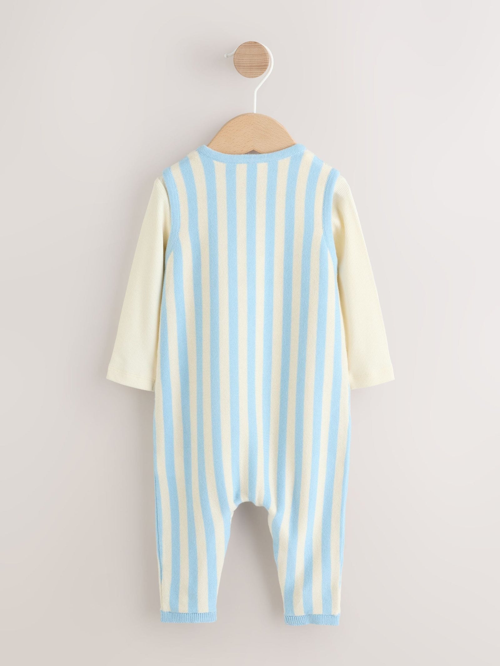Blue Stripe Baby Knitted Dunagrees and Bodysuit Set (0mths-2yrs)