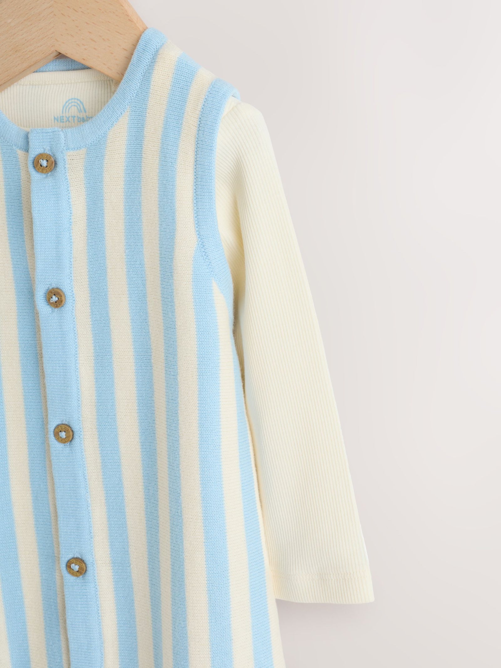 Blue Stripe Baby Knitted Dunagrees and Bodysuit Set (0mths-2yrs)