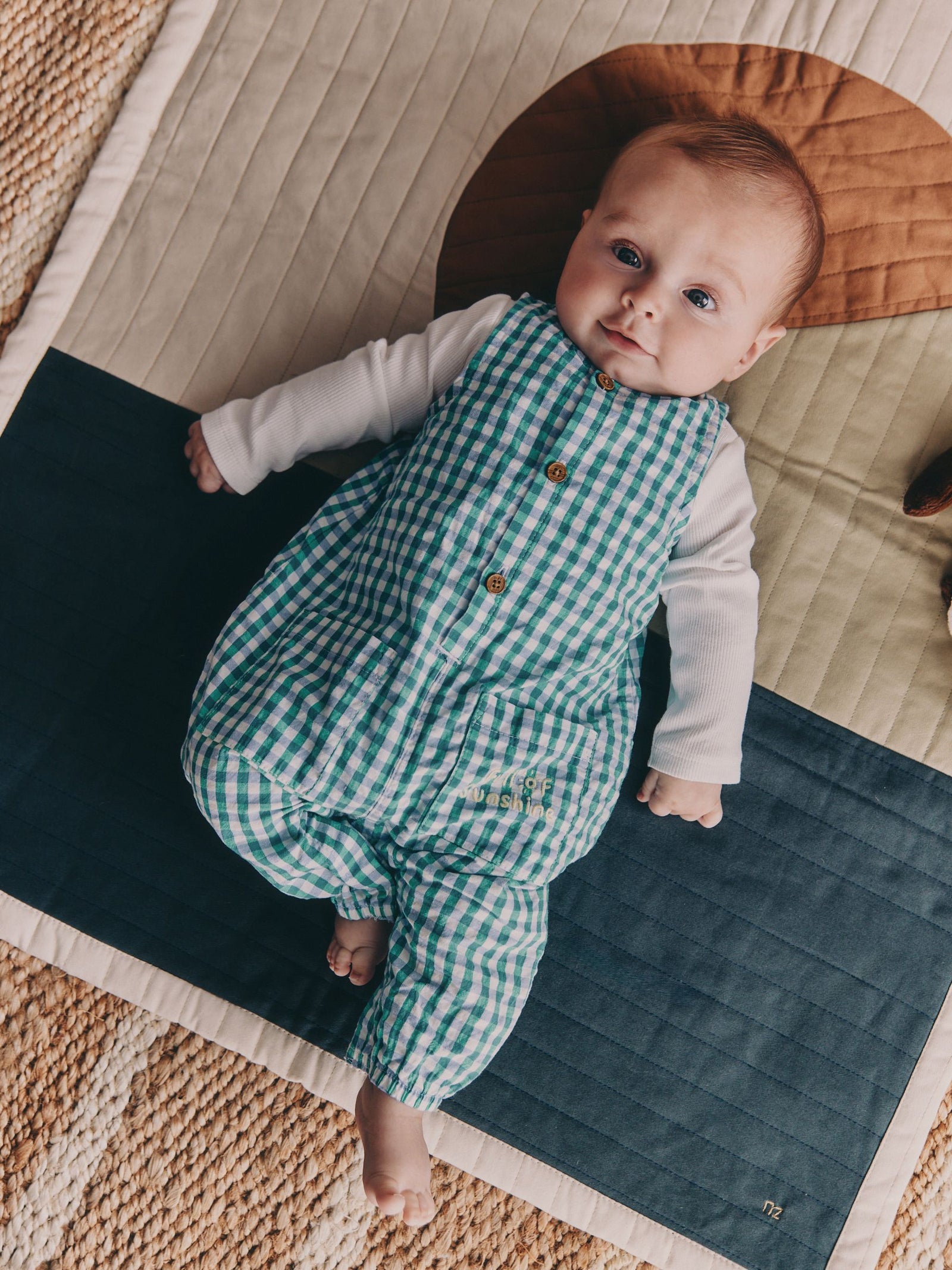 Green Gingham Dunagree and Bodysuits Baby Set (0mths-2yrs)