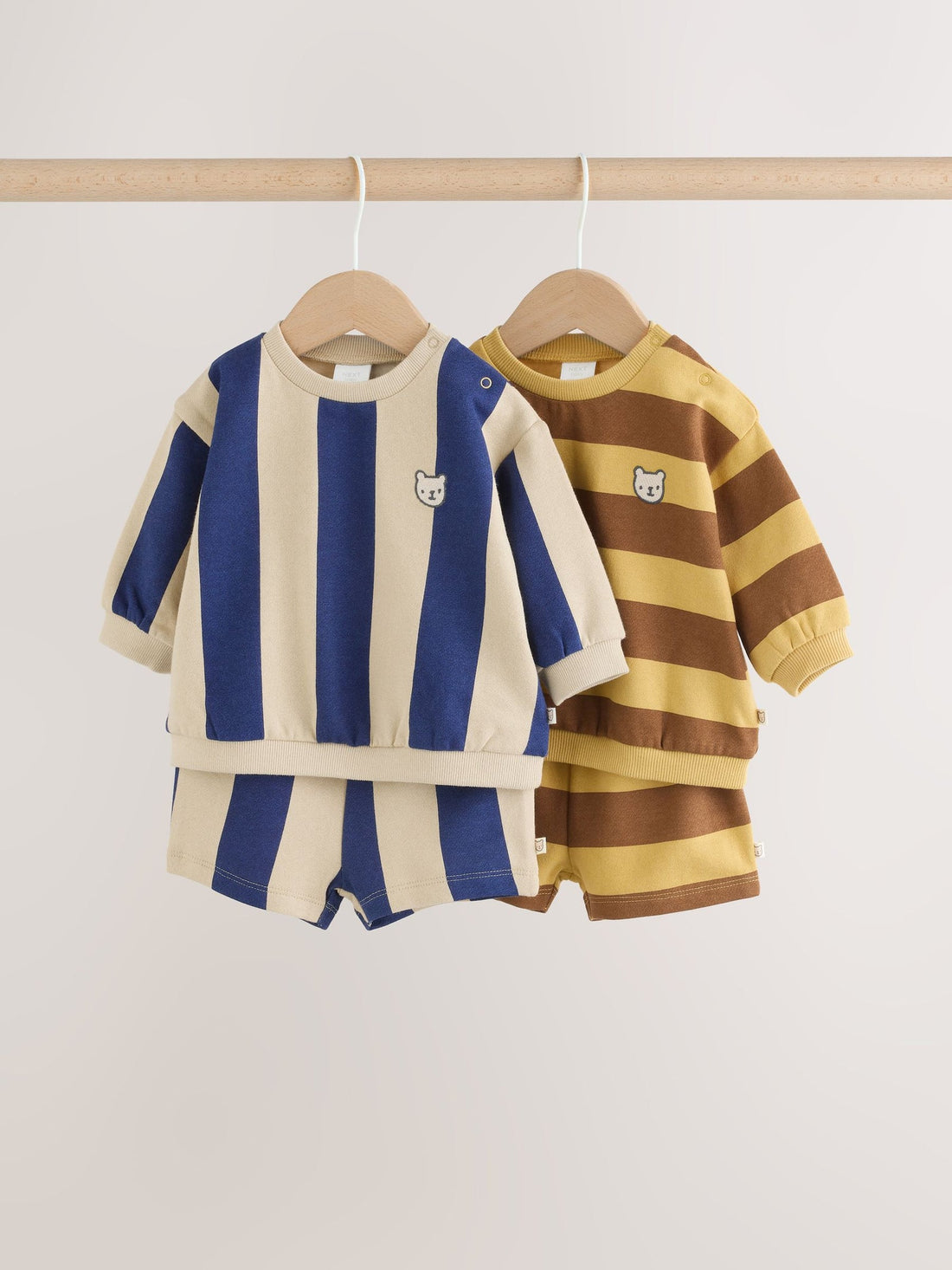 Blue/Rust Stripe Sweatshirt and Shorts 4 Piece Baby Set (0mths-2yrs)