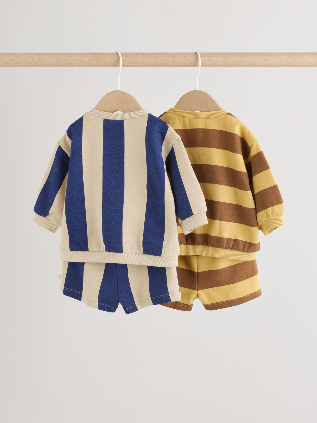 Blue/Rust Stripe Sweatshirt and Shorts 4 Piece Baby Set (0mths-2yrs)