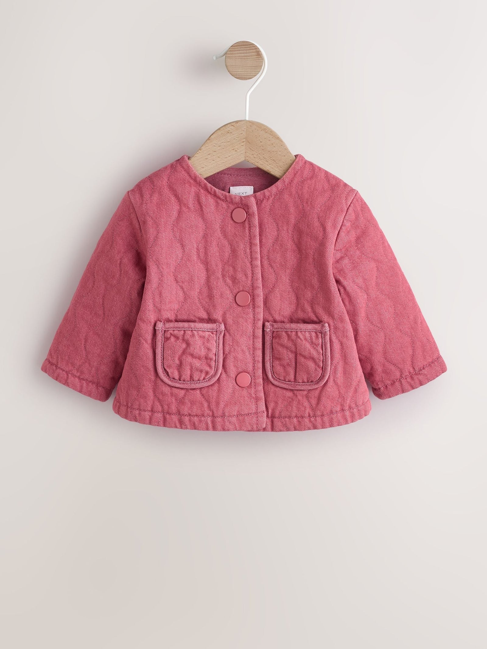 Pink Quilted Denim Baby Jacket (0mths-2yrs)