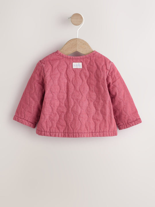 Pink Quilted Denim Baby Jacket (0mths-2yrs)
