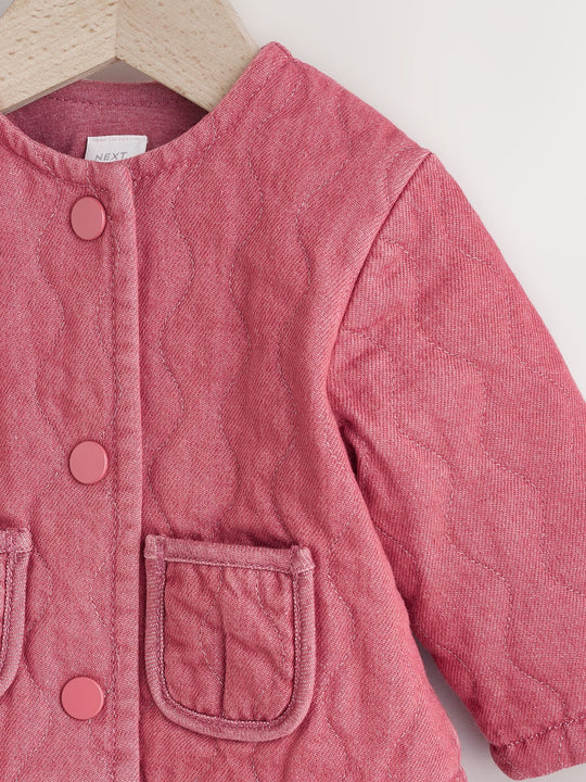 Pink Quilted Denim Baby Jacket (0mths-2yrs)