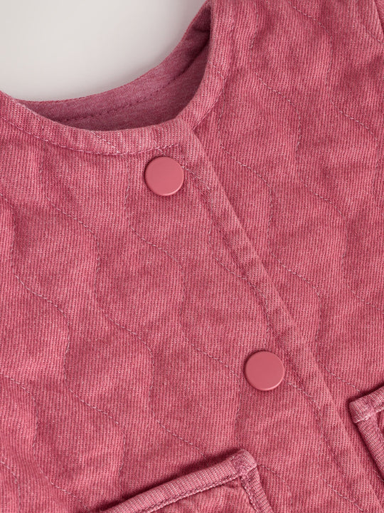 Pink Quilted Denim Baby Jacket (0mths-2yrs)