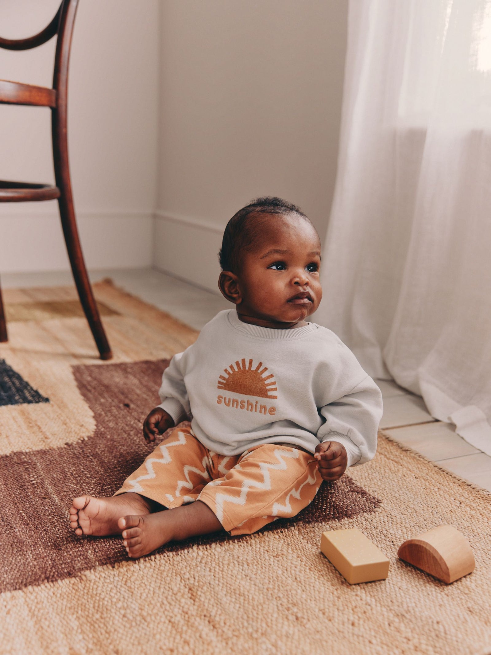 Grey/Rust Sun Sweat Top and Joggers Baby Set (0mths-2yrs)