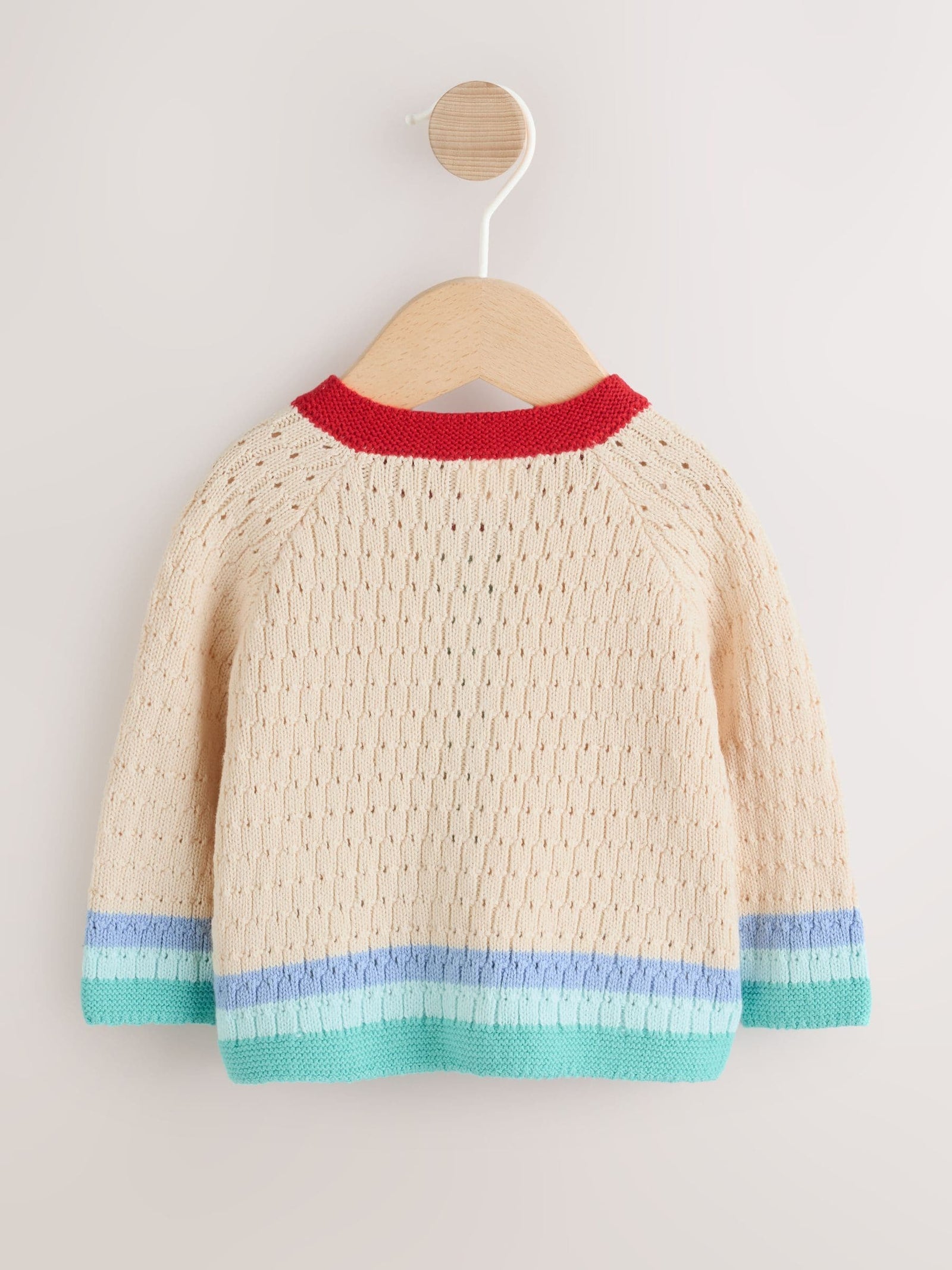 Natural Crochet Embroidered Knitted Nautical Baby Cardigan (0mths-2yrs)
