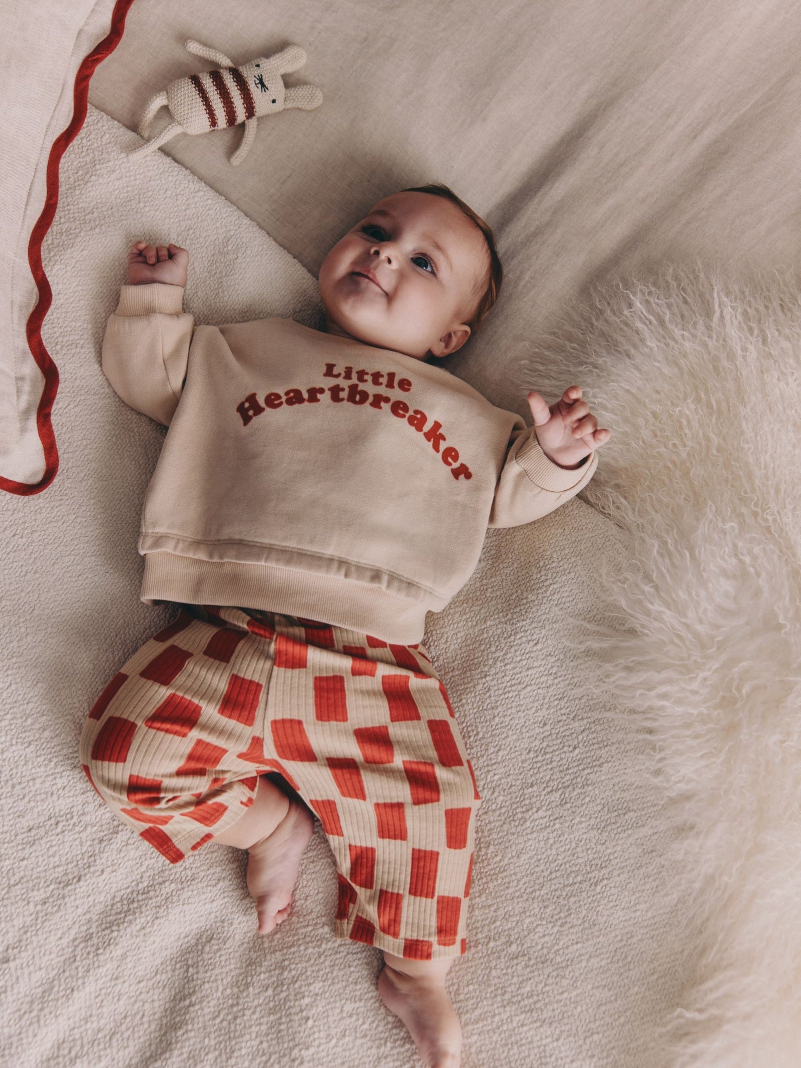Neutral/Red Heartbreaker Sweatshirt and Leggings Baby Set (0mths-2yrs)