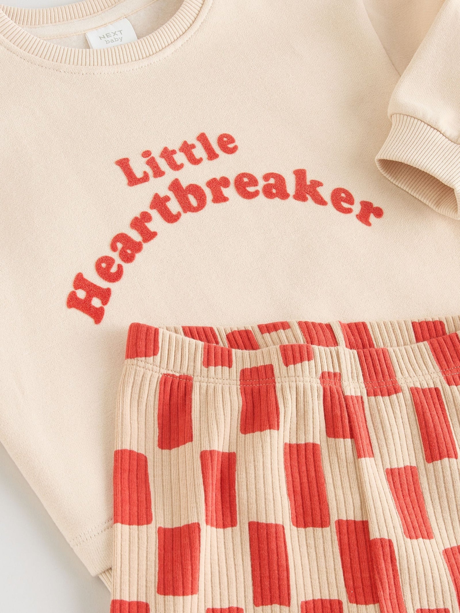 Neutral/Red Heartbreaker Sweatshirt and Leggings Baby Set (0mths-2yrs)