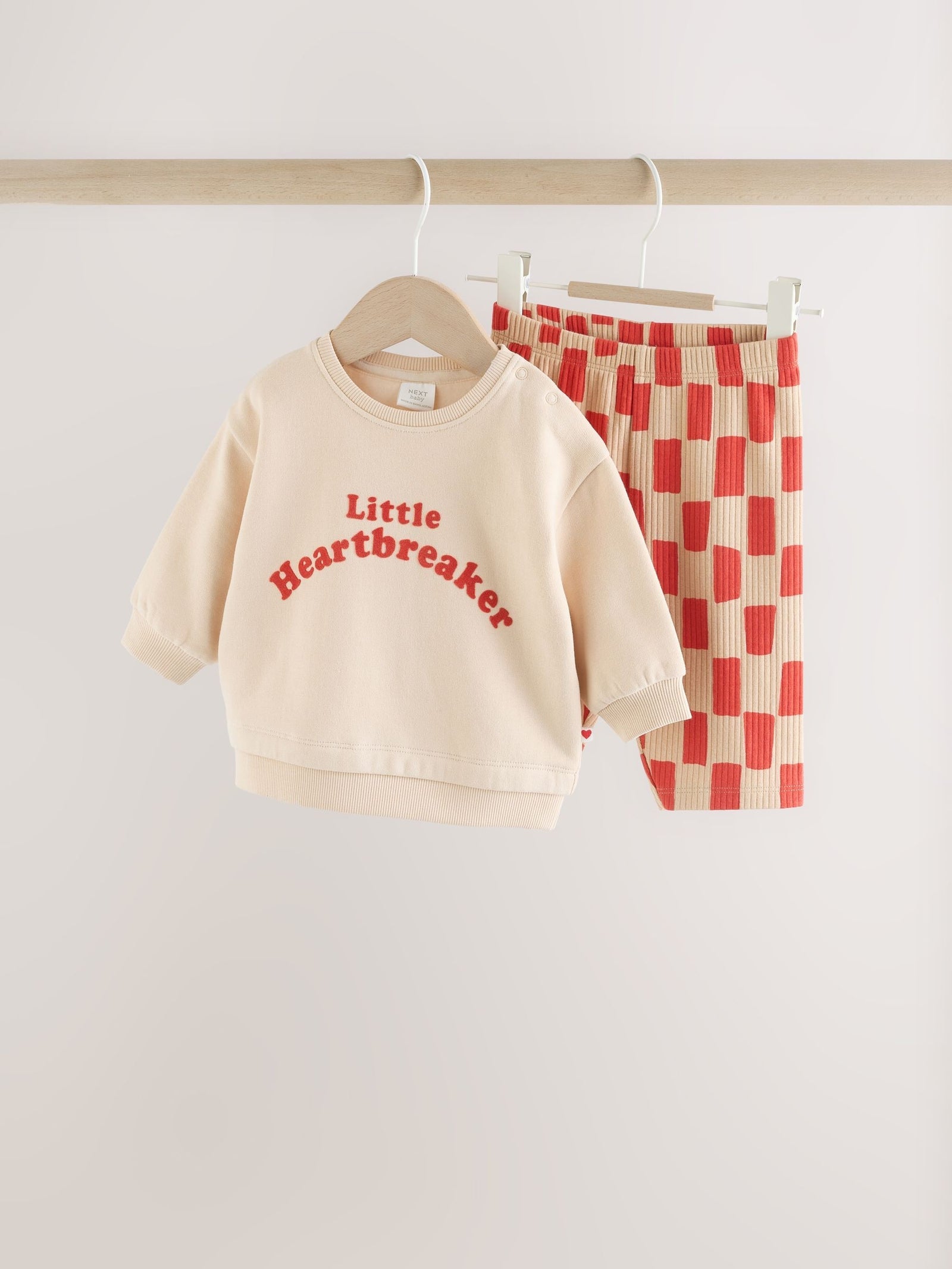 Neutral/Red Heartbreaker Sweatshirt and Leggings Baby Set (0mths-2yrs)