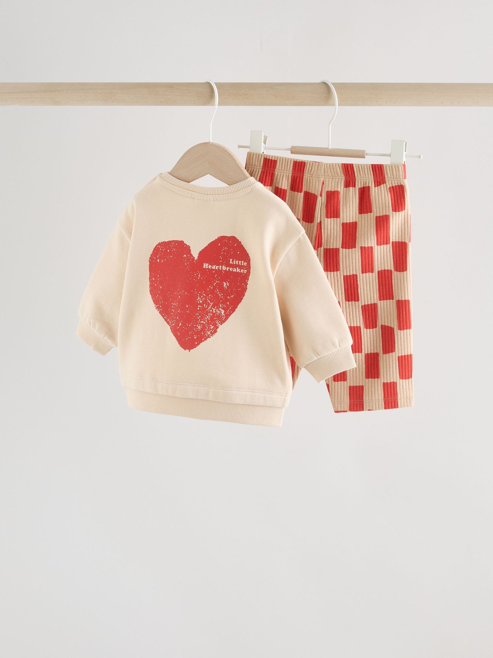 Neutral/Red Heartbreaker Sweatshirt and Leggings Baby Set (0mths-2yrs)