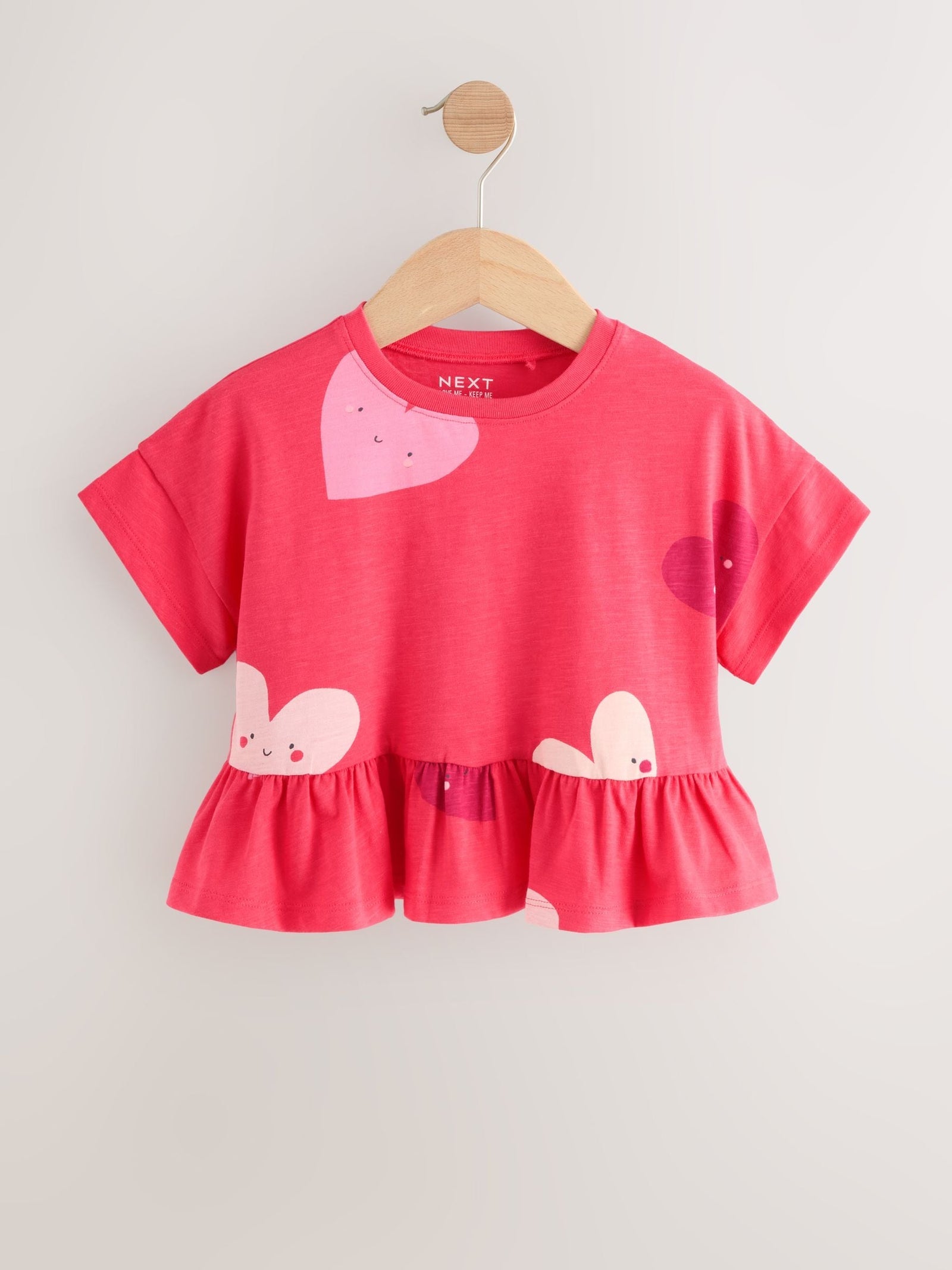 Red Heart Short Sleeve Peplum T-Shirt (3mths-7yrs)