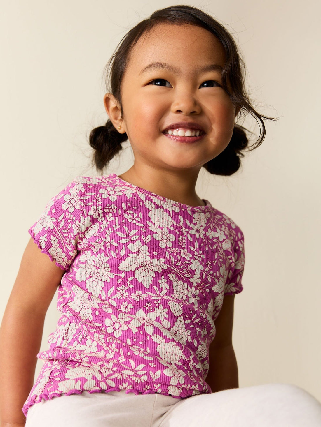 Purple Floral Short Sleeve Rib T-Shirt (3mths-7yrs)