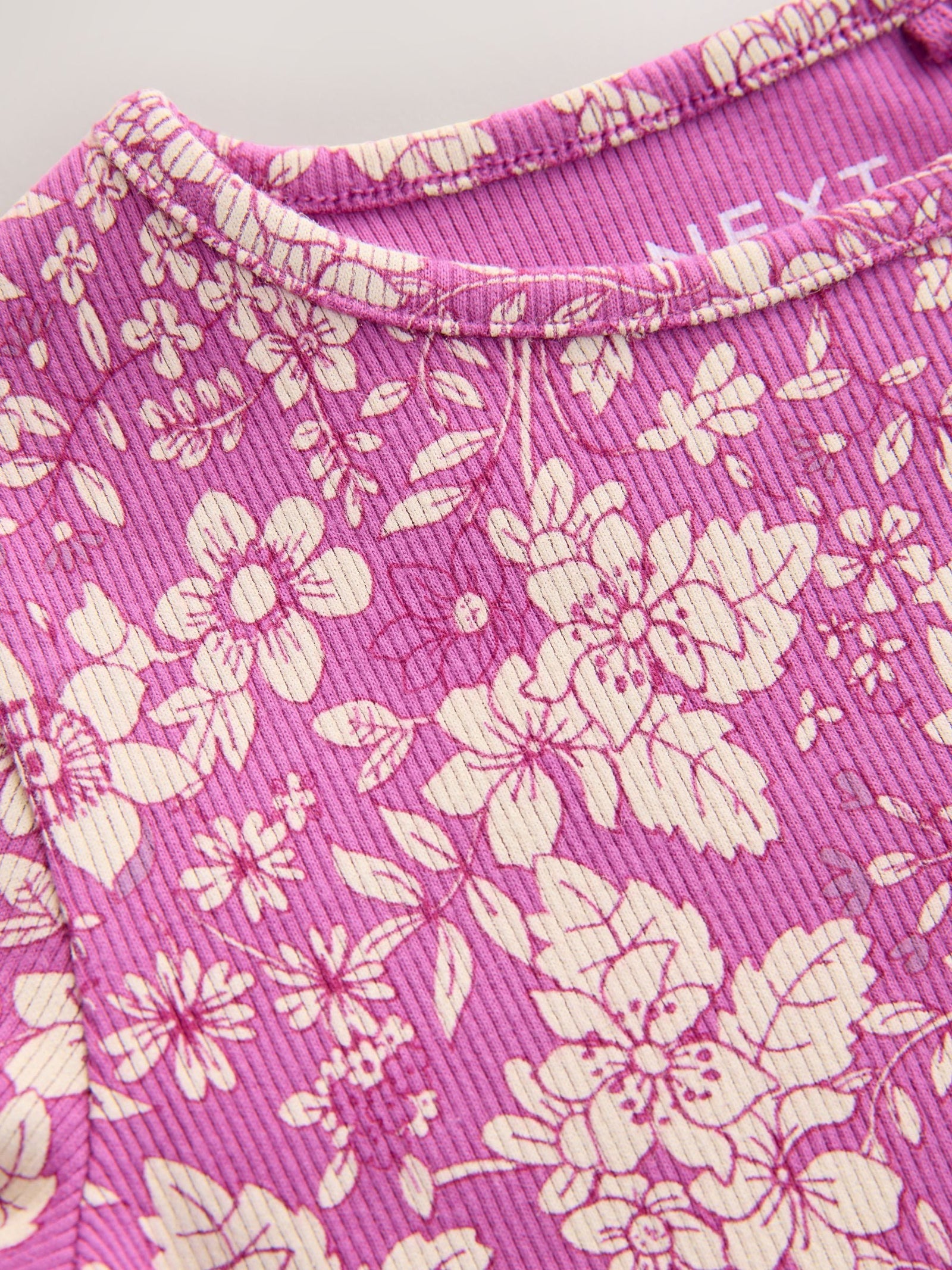 Purple Floral Short Sleeve Rib T-Shirt (3mths-7yrs)