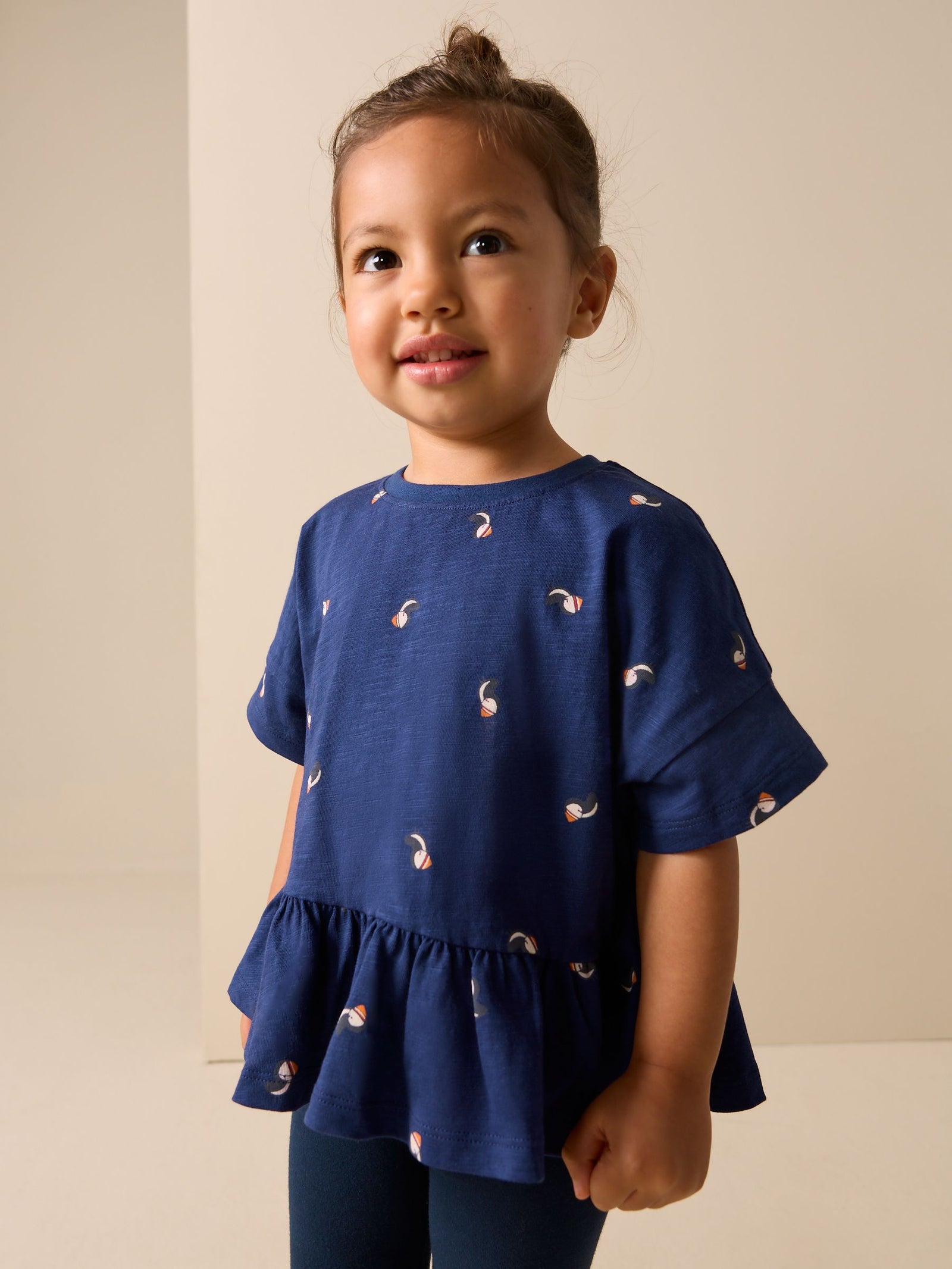 Navy Puffin Short Sleeve Peplum T-Shirt (3mths-7yrs)