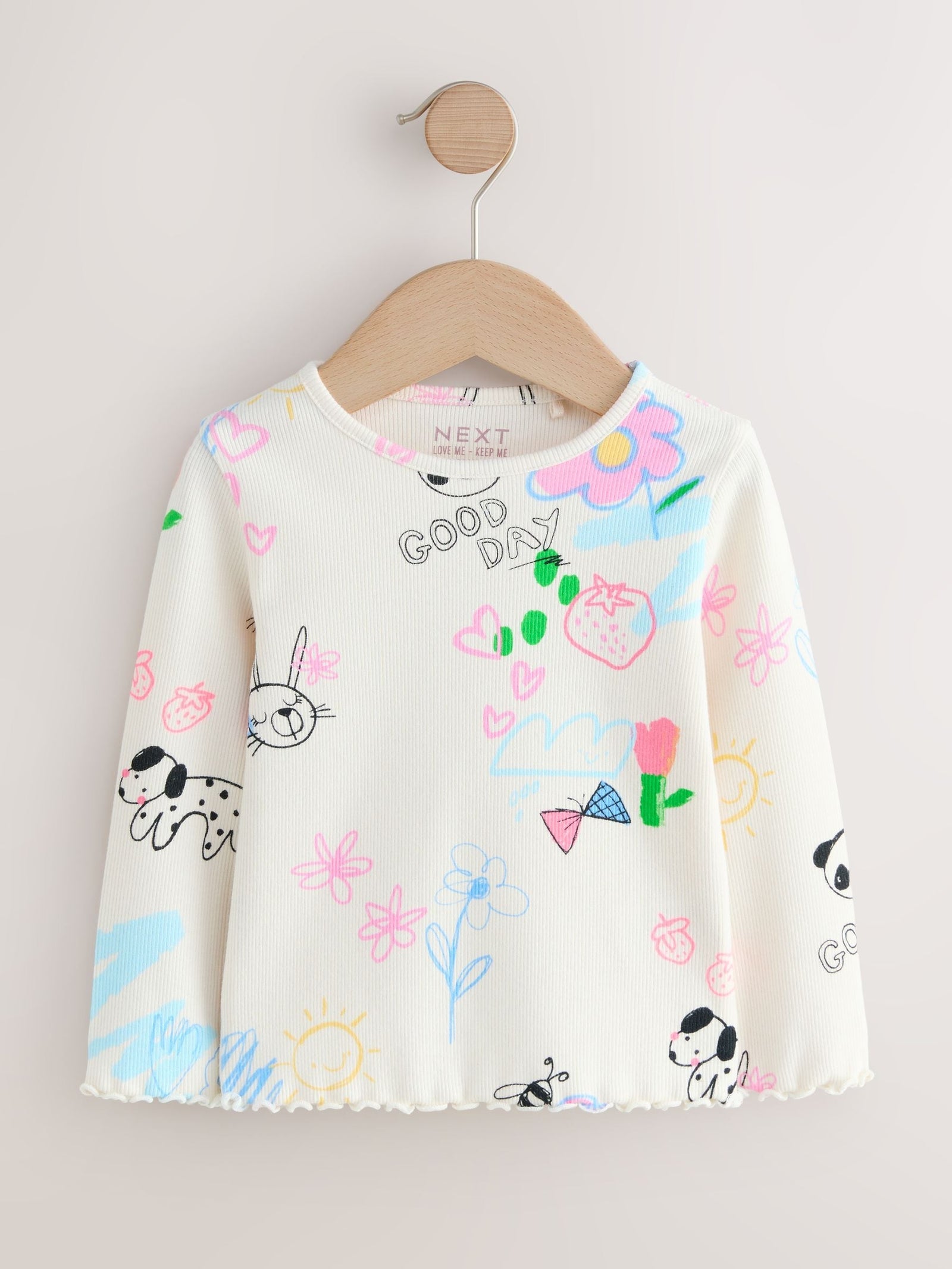 Ecru White Rib Long Sleeve T-Shirt (3mths-7yrs)