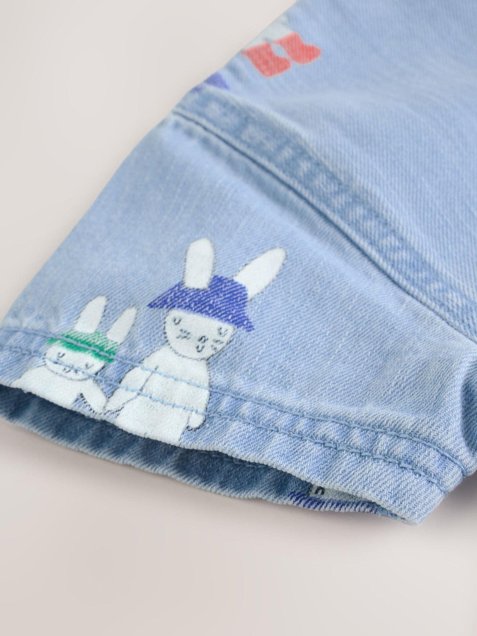 Blue Denim Rabbit Print Short Sleeve Baby Romper (0mths-3yrs)