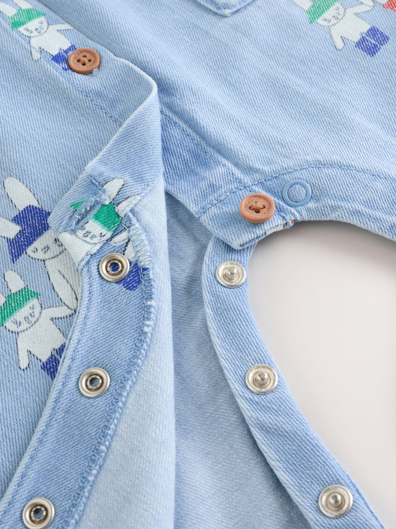 Blue Denim Rabbit Print Short Sleeve Baby Romper (0mths-3yrs)