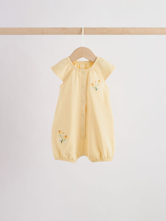 Yellow and Blue Floral Fairy Mouse 4 Pack Jersey Baby Rompers 4 Pack