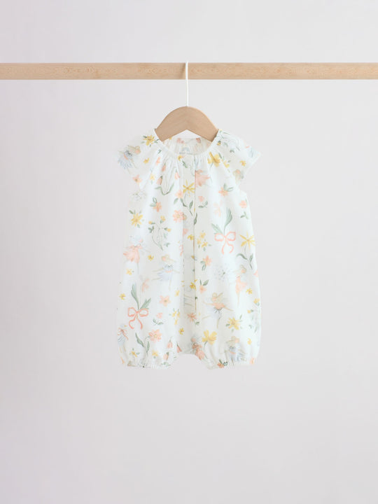 Yellow and Blue Floral Fairy Mouse 4 Pack Jersey Baby Rompers 4 Pack
