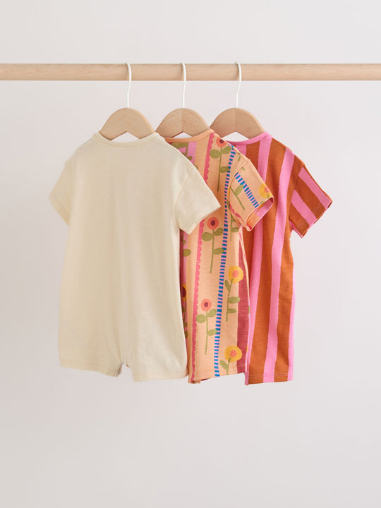 Red Sunbaked Patterened Jersey Baby Rompers 3 Pack