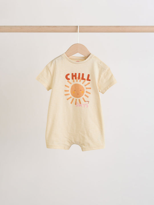 Red Sunbaked Patterened Jersey Baby Rompers 3 Pack