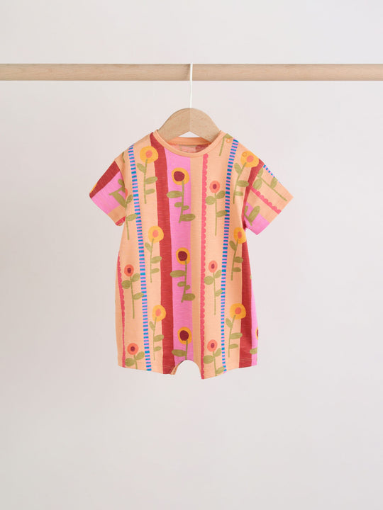 Red Sunbaked Patterened Jersey Baby Rompers 3 Pack