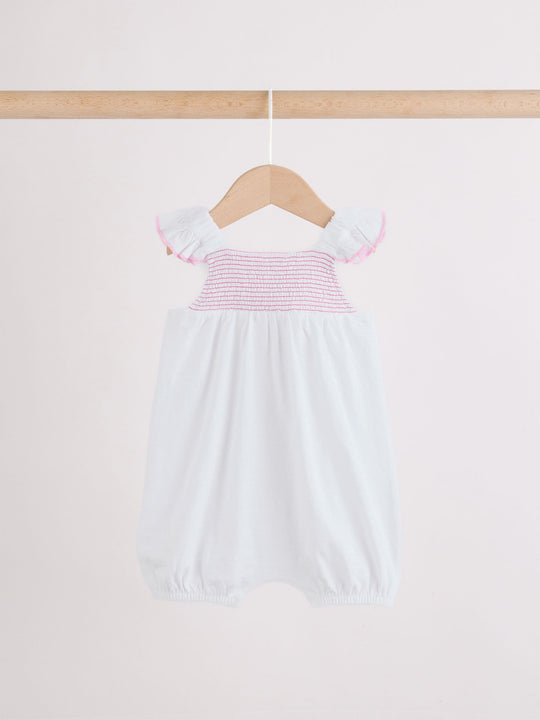 Pink Floral Frill Shoulder Baby Jersey Rompers 2 Pack