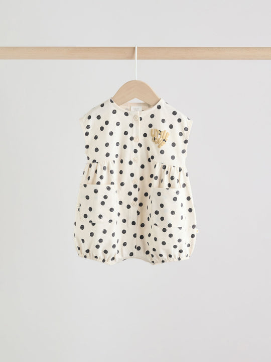 Yellow Floral Button Through Button Through Baby Rompers 3 Pack