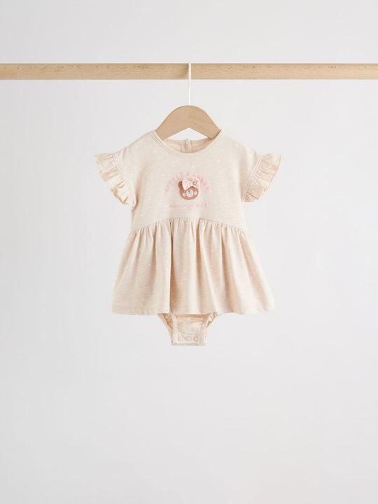 Pink Bear Embroidered Jersey Baby Rompers 3 Pack